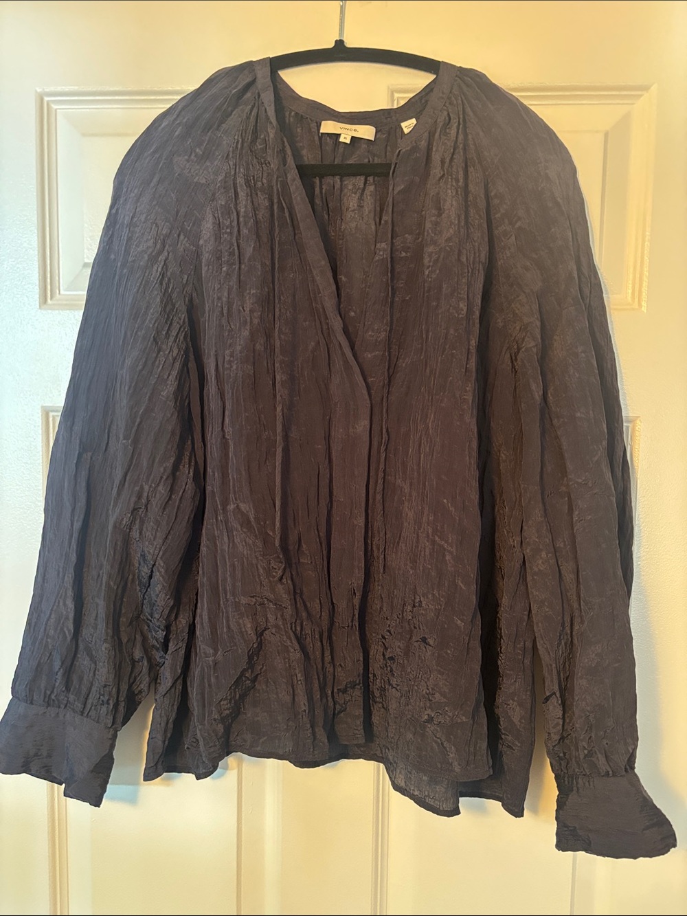 Vince Crinkled Long-Sleeve Blouse Jacket - Gray